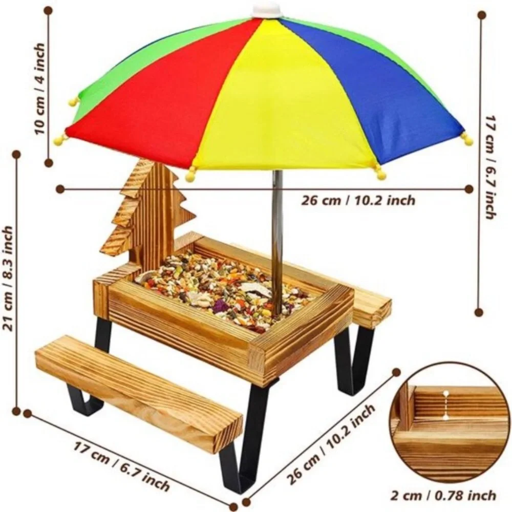 Squirrel Feeder, Squirrel Picnic Table Feeder for Outside with Umbrella Benches
